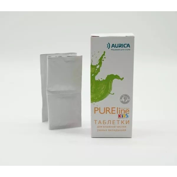 Таблетки Aurica PureLine Kids для влажной чистки берушей и вкладышей (6 шт)