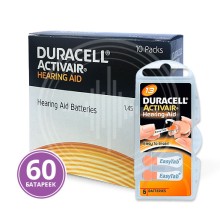 Duracell  Activair 13 (PR48)  для слухового аппарата, упаковка (60 батареек).