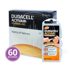 Duracell  Activair 312 (PR41)  для слухового аппарата, упаковка (60 батареек)