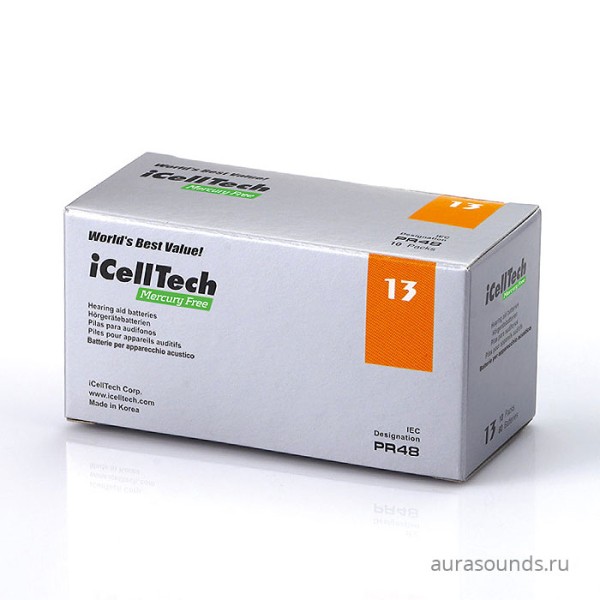 iCellTech 13 (PR48) для слуховых аппаратов, упаковка (60 батареек)