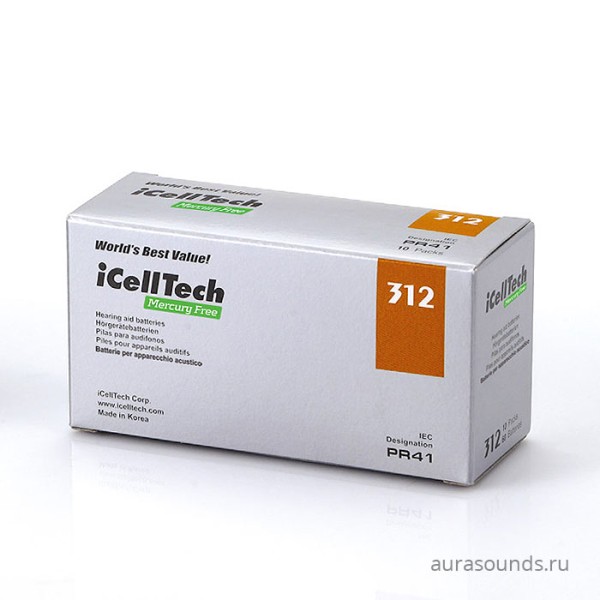 iCellTech 312 (PR41)  для слуховых аппаратов, упаковка (60 батареек)