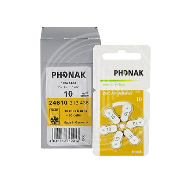 Батарейки для слухового аппарата Phonak 10 в коробке, цена, доставка, качество. Аура звуков.