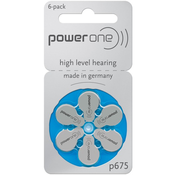 PowerOne  для кохлеарных имплантов p675 (PR44) implant plus, 1 блистер (6 батареек)