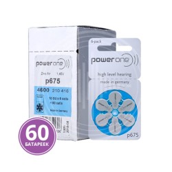 PowerOne  p675 (PR44) implant plus  для кохлеарных имплантов, упаковка (60 батареек).