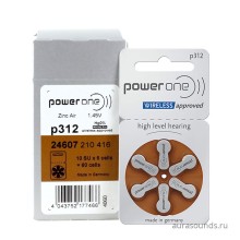PowerOne  p312 (PR41)  для слуховых аппаратов, упаковка (60 батареек).