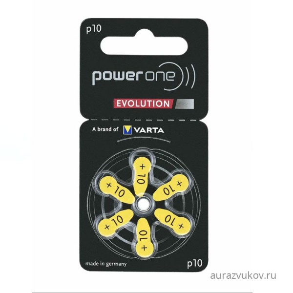 PowerOne Evolution p10 (PR70) для слуховых аппаратов, 1 блистер (6 батареек)
