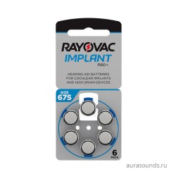 Rayovac   675 implant pro+ для кохлеарных имплантатов, 1 блистер (6 батареек)