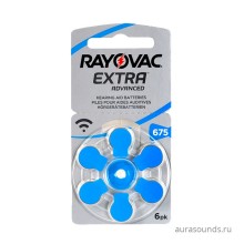 Батарейки Rayovac 675 (PR44) для слухового аппарата, 1 блистер, (6 батареек)