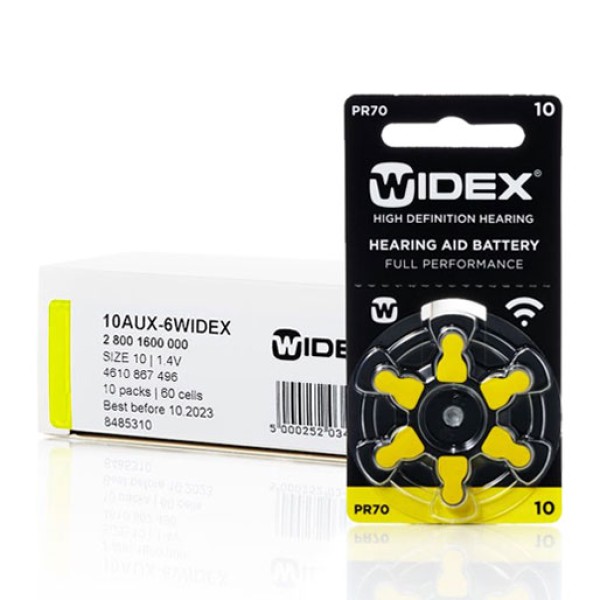 Widex 10 (PR70) для слуховых аппаратов, упаковка (60 батареек)