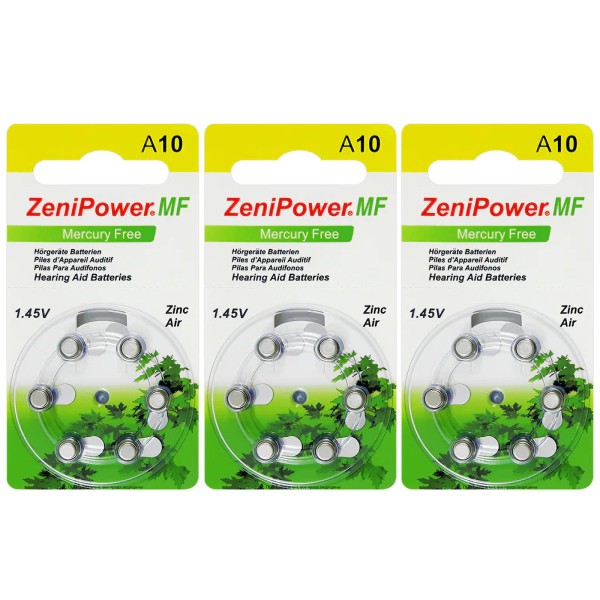 ZeniPower 10 (PR70) для слухового аппарата, 3 блистера (18 батареек)